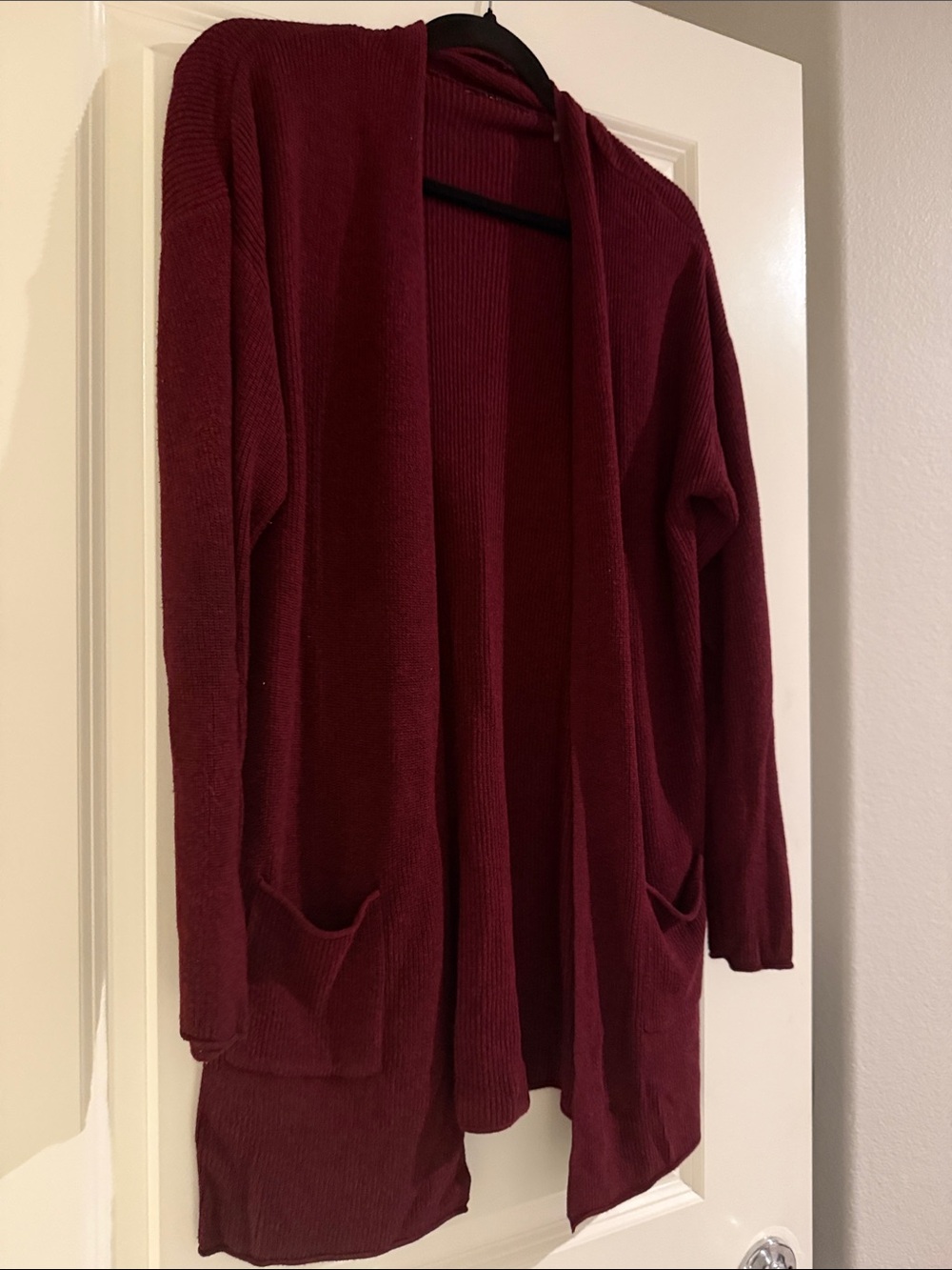 Tahari Open-Front Wine Red Cardigan Sweater
